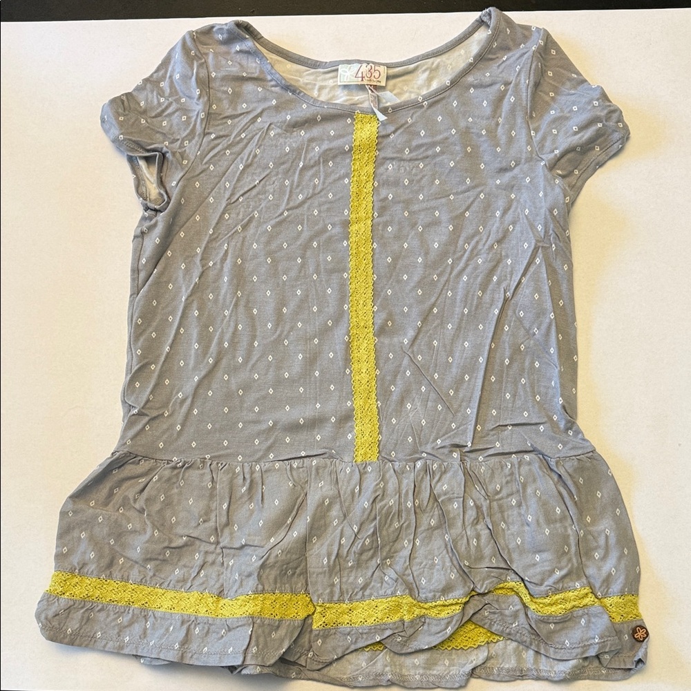 Matilda Jane Gray Tee with Yellow Trim